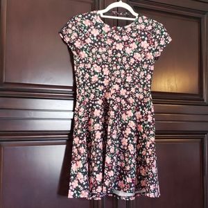 Black floral knee length dress